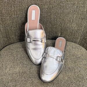 Topshop Metallic Silver Mules